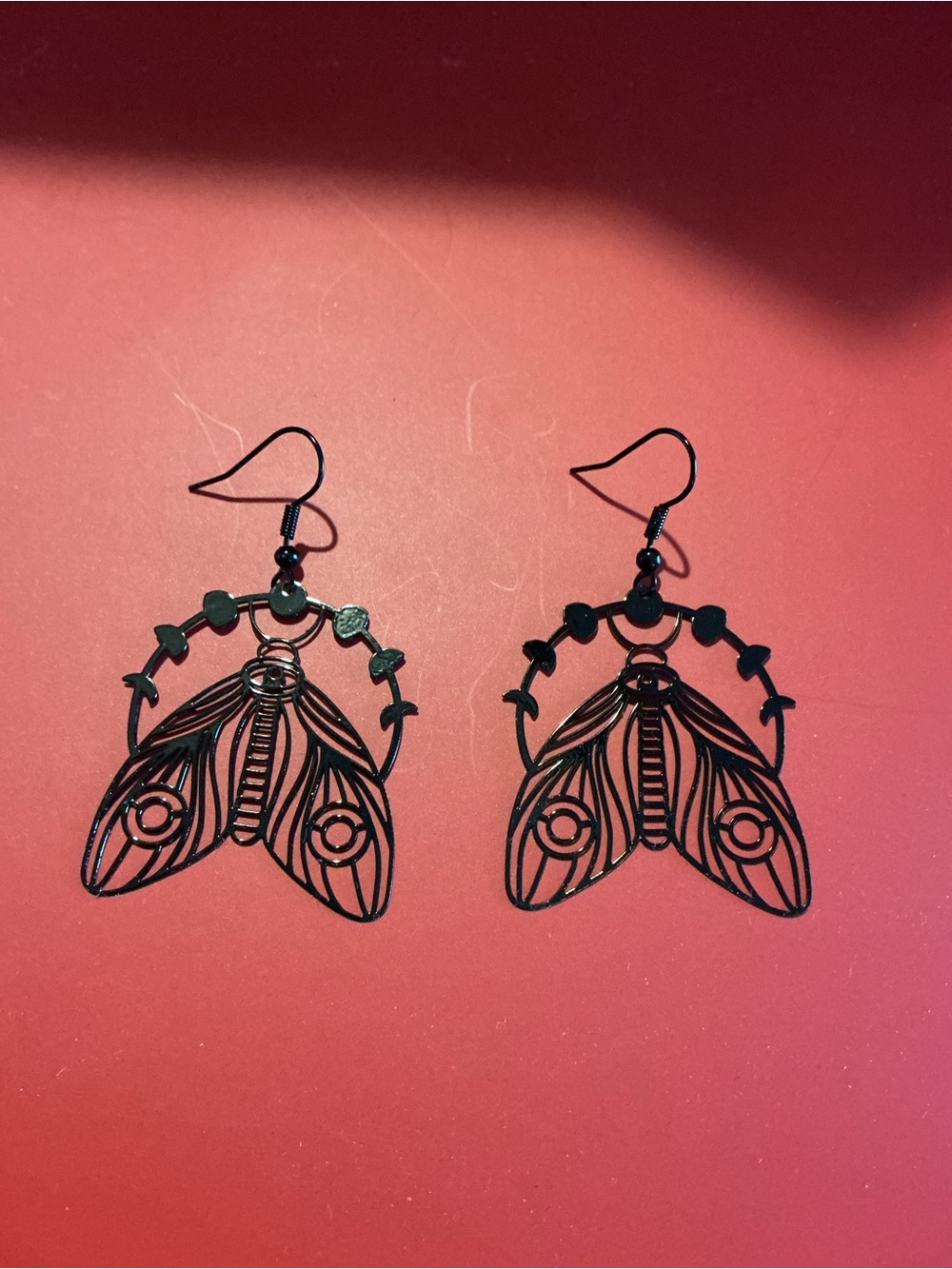 Black Lunar Moth Earrings